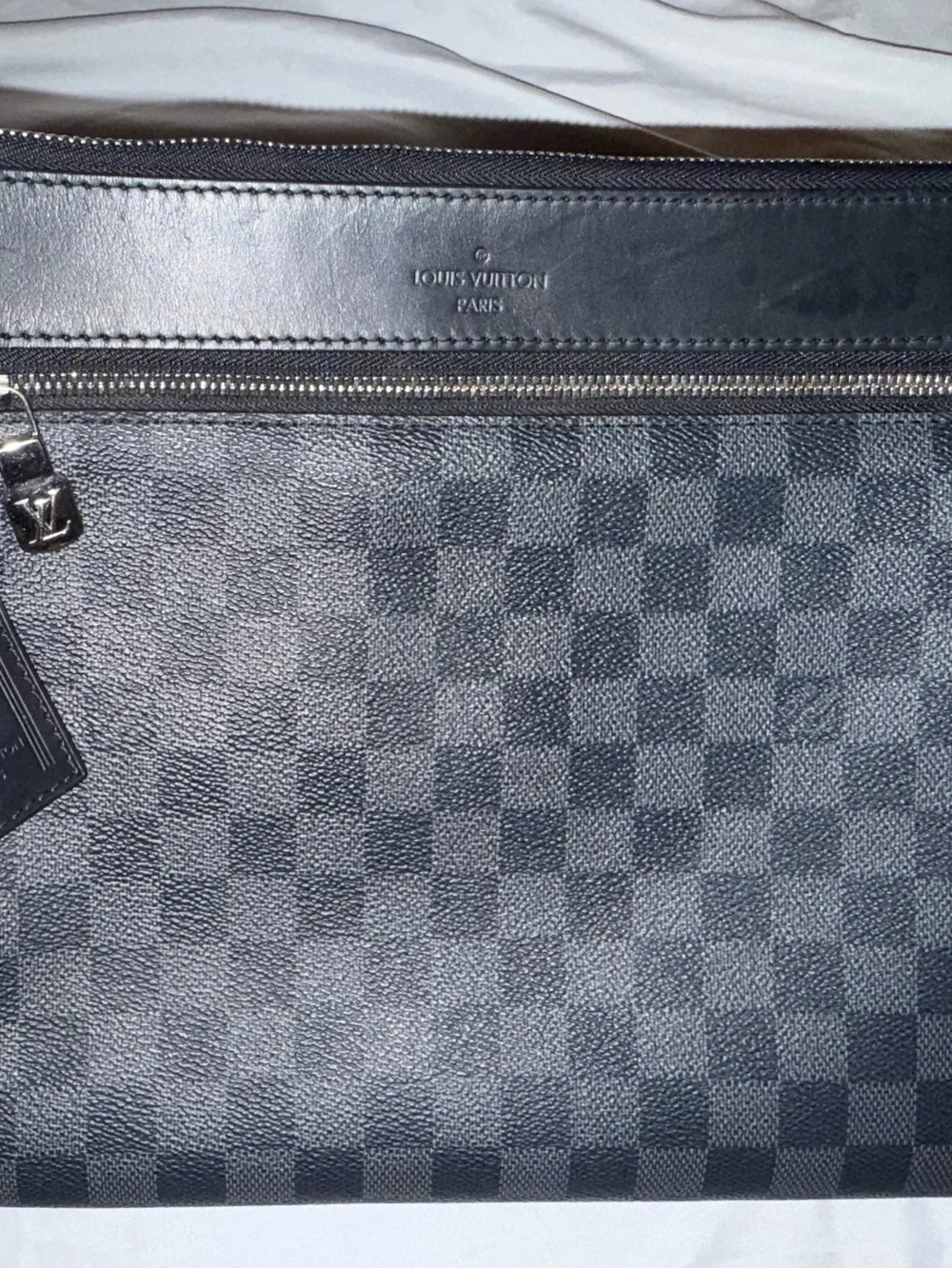 Louis Vuitton Black Damier Graphite Messenger Bag with Silver Hardware
